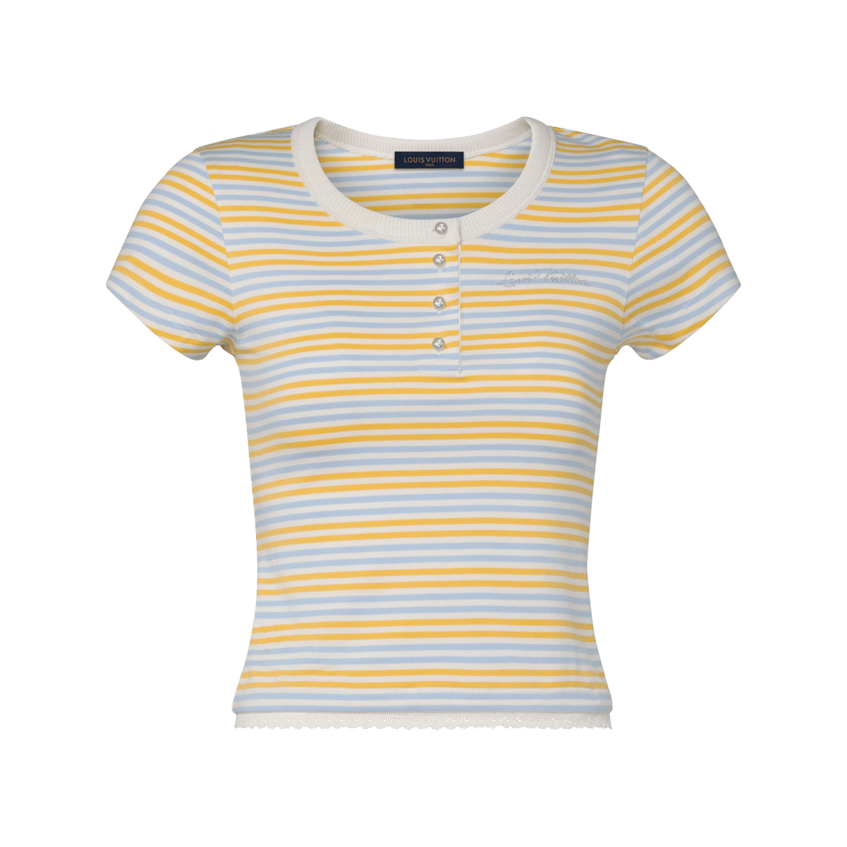 Women's Striped Cotton Jersey Henley T-Shirt