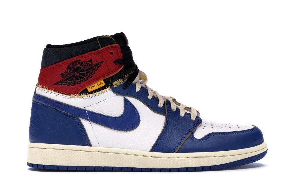 Retro High-Top Sneakers in White/Storm Blue-Varsity Red-Black - BV1300-146